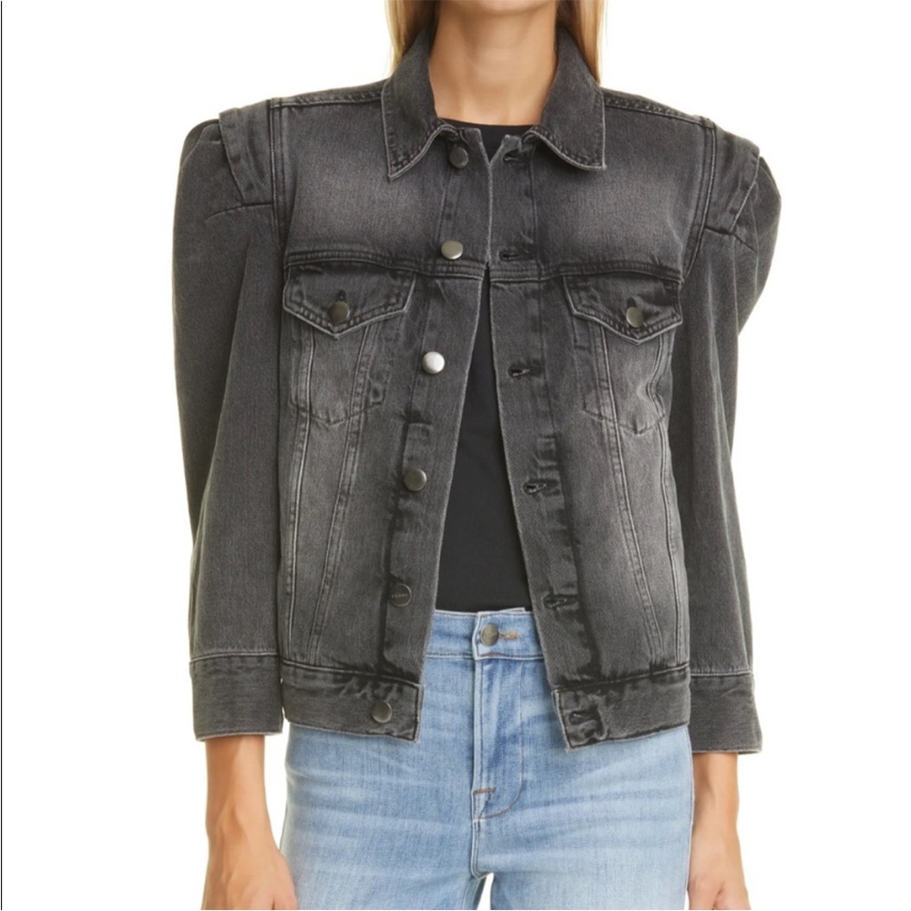 Frame Rosette sleeve denim jacket faded black, Medium
